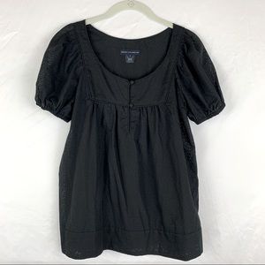 FRENCH CONNECTION Black Floral Babydoll Short Sleeve Top 2 Whimsigoth